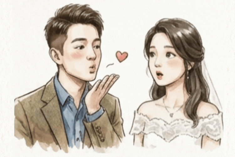 Custom couple avatar animation for wedding game